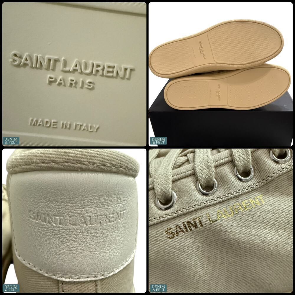 NEW Saint Laurent Court Classic SL/39 Beige Coffee Canvas High-Top Sneakers Luxe - Picture 15 of 16